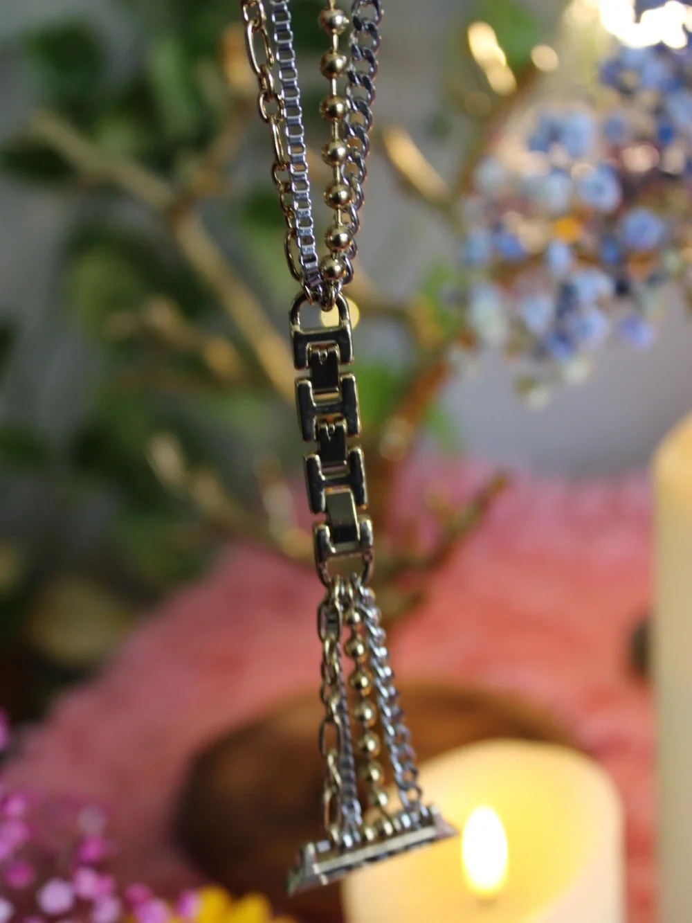 Posh Tech Mixed Metal Multi-Chain Apple Watch Band – Gold & Silver